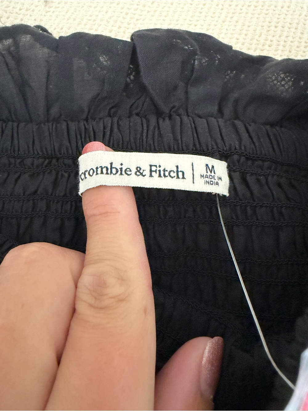 Abercrombie NWT Black Strapless Smocked Midi Dress 100% Cotton - Women - Picture 8 of 8